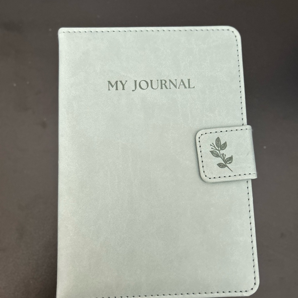Light Green Journal with Leaf Design